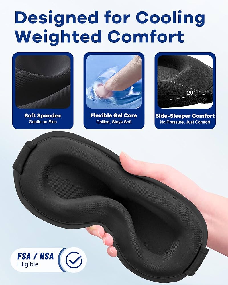 Reusable travel eye cover for adults by Problems Solved, soft sleep mask designed to block light for restful sleep on the go.
