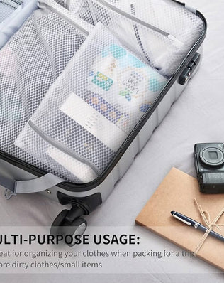 Problems Solved 3-pack mesh laundry bags for delicates with zippers, ideal for washing socks and small laundry items.