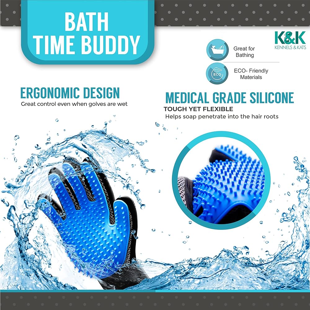 Pet Grooming Glove | Pet Brush Glove | Premium De-shedding Glove for Easy, Mess-free