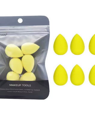 Problems Solved 6-piece mini makeup sponge set with small beauty blender applicators for foundation and powder application.