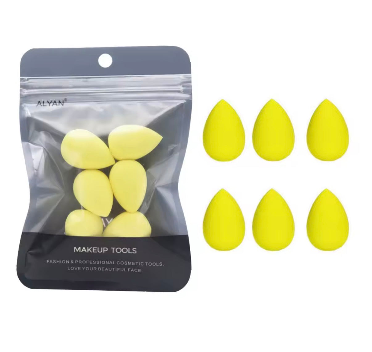 Problems Solved 6-piece mini makeup sponge set with small beauty blender applicators for foundation and powder application.