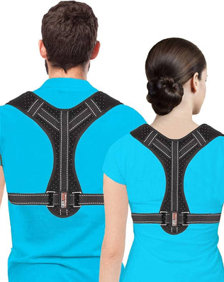 Problems Solved posture corrector for men and women, upper back brace with clavicle support, designed to improve posture and alignment.