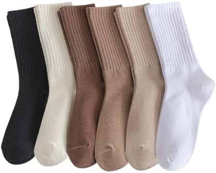 Six pairs of Problems Solved women's cotton crew ankle socks, breathable and comfortable for everyday wear.