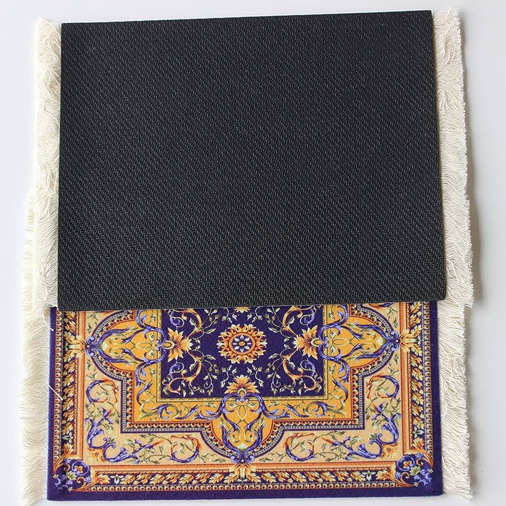 Problems Solved oriental-patterned carpet mouse mat made from textile fabric, designed as a creative mini rug for desktop use.