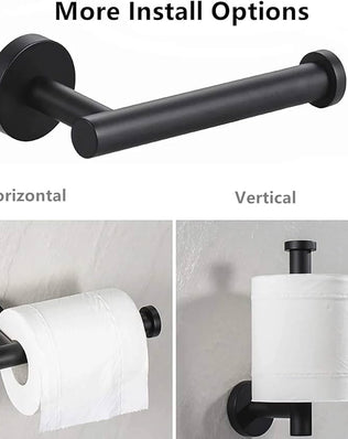 Towel Ring, Wall Mounted Toilet Paper Holder, 2 Pieces Classic Matte Black