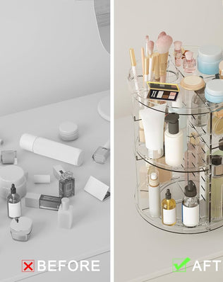 Rotating Makeup Organizer, DIY 8 Adjustable Layers Spinning Skincare Organizer