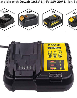 Problems Solved fast charger replacement for Dewalt 12V-18V lithium-ion batteries, compact and compatible power tool charger.