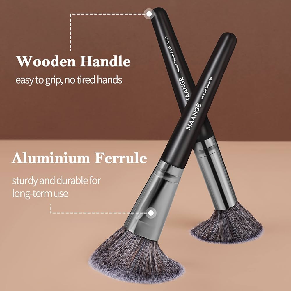 Set of 25 professional makeup brushes by Problems Solved including foundation, blush, and eyeshadow brushes on a clean surface.