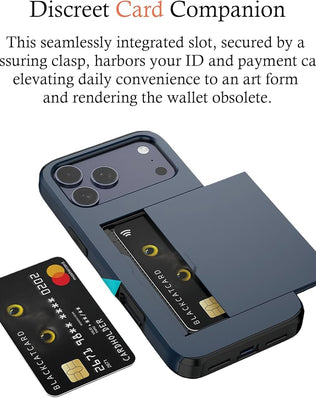 Problems Solved iPhone 17 Pro card holder case with slim wallet design, dual-layer shockproof protection, and space for cards.