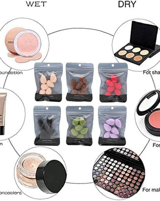 Problems Solved 6-piece mini makeup sponge set with small beauty blenders for foundation and powder application.