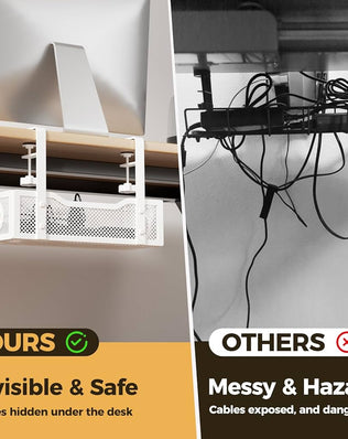 Under Desk Cable Management Tray White, Cinati Cable Management Under Desk