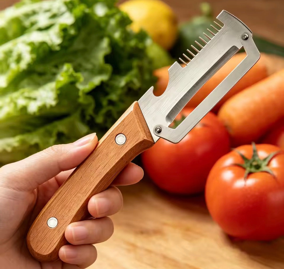 Wooden Multi Functional Vegetable Peeler With Ergonomic Handle For Peeling