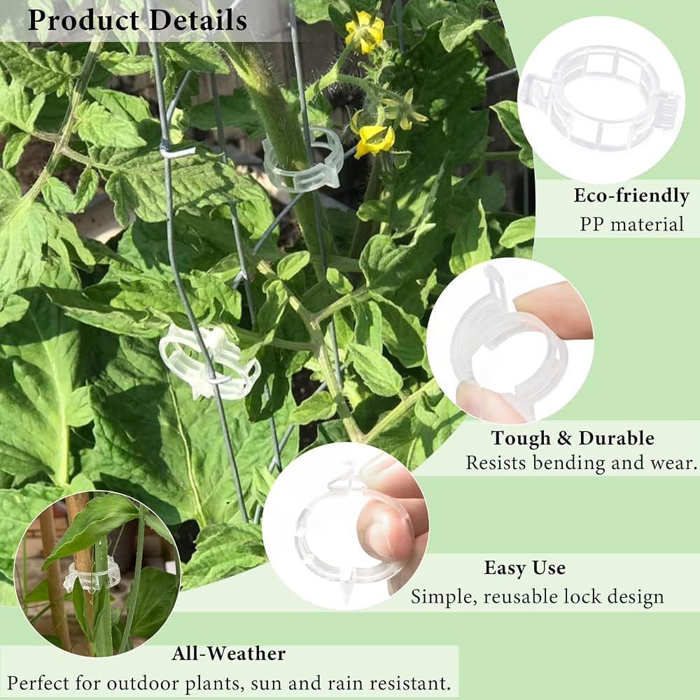Plant Clips for Climbing Plants, 200 Pieces Plant Clips Tomato Hooks Trellis