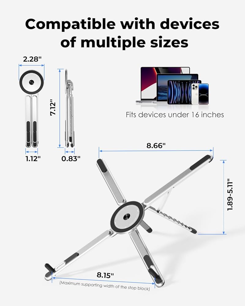 Portable Laptop Stand for Desk, Foldable Adjustable Computer Riser