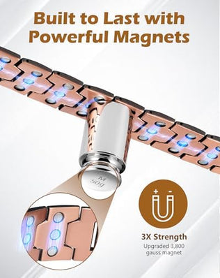 99.99% Soild Copper Magnetic Bracelets for Men,3X Ultra Strength Magnets(3500 Gauss)