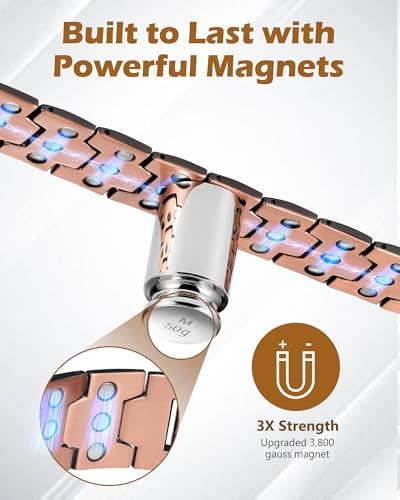 99.99% Soild Copper Magnetic Bracelets for Men,3X Ultra Strength Magnets(3500 Gauss)