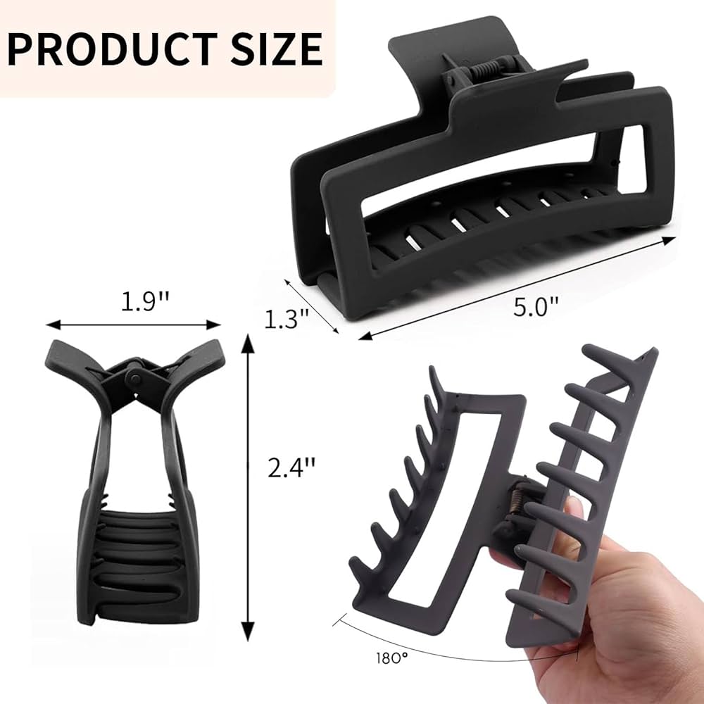 4 PCS Extra Large Claw Clips, 5 Inch Jumbo Large Hair Clips for Thick, Long, Curly Hair
