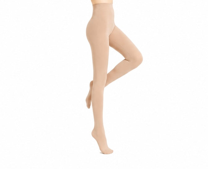Medical compression pantyhose for women and men with closed toe, Problems Solved brand, providing support and comfort.