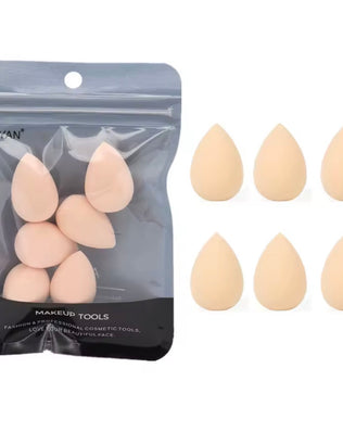 Problems Solved 6-piece mini makeup sponge set with small blending sponges for foundation and powder application.