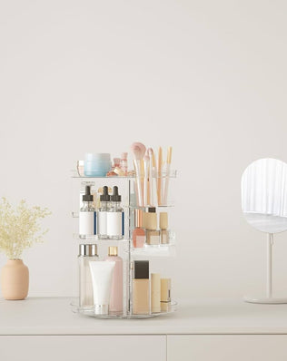 Rotating Makeup Organizer, DIY 8 Adjustable Layers Spinning Skincare Organizer