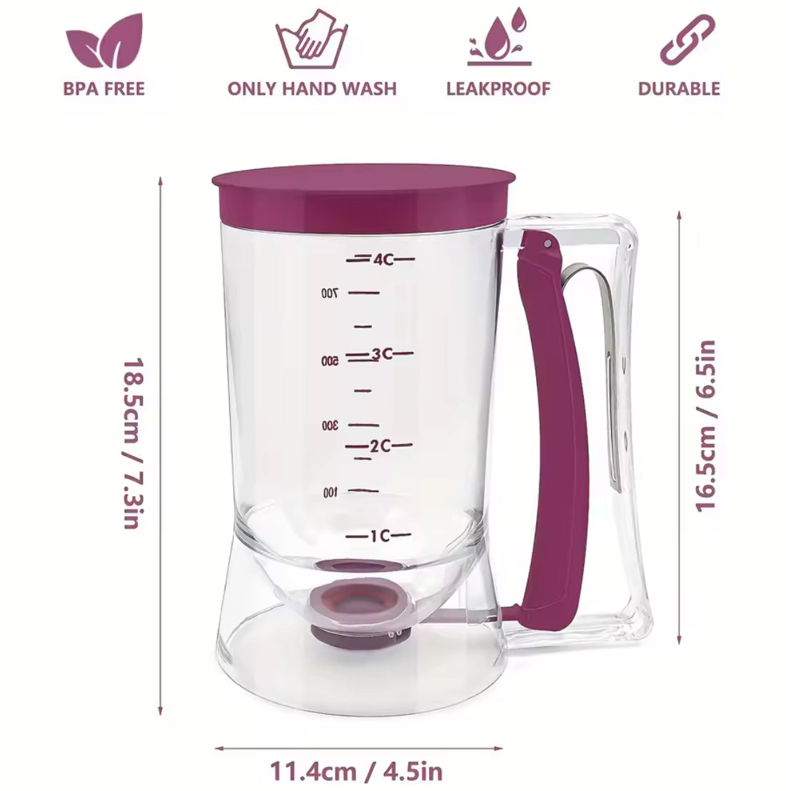 Handheld Pancake & Cupcake Batter Dispenser Measuring Cup - Problems Solved