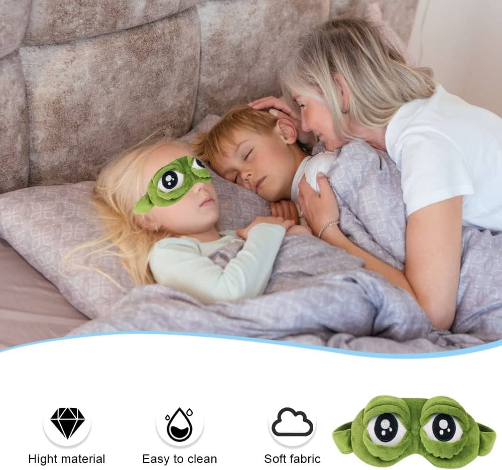 Sleep Mask,Eye Mask Cover for Sleeping Mask Blindfold Soft and Funny Sleep Eye 3D Frogs