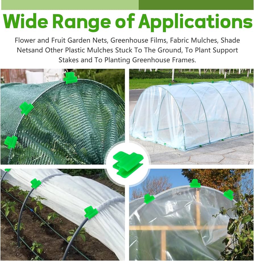 Pack of 50 Greenhouse Clamps, Diameter 11 mm Polytunnel Clip, Garden Plant Clips