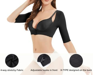 Problems Solved women's arm shaper with compression sleeves, post-surgical slimming compression for arm support and contouring.