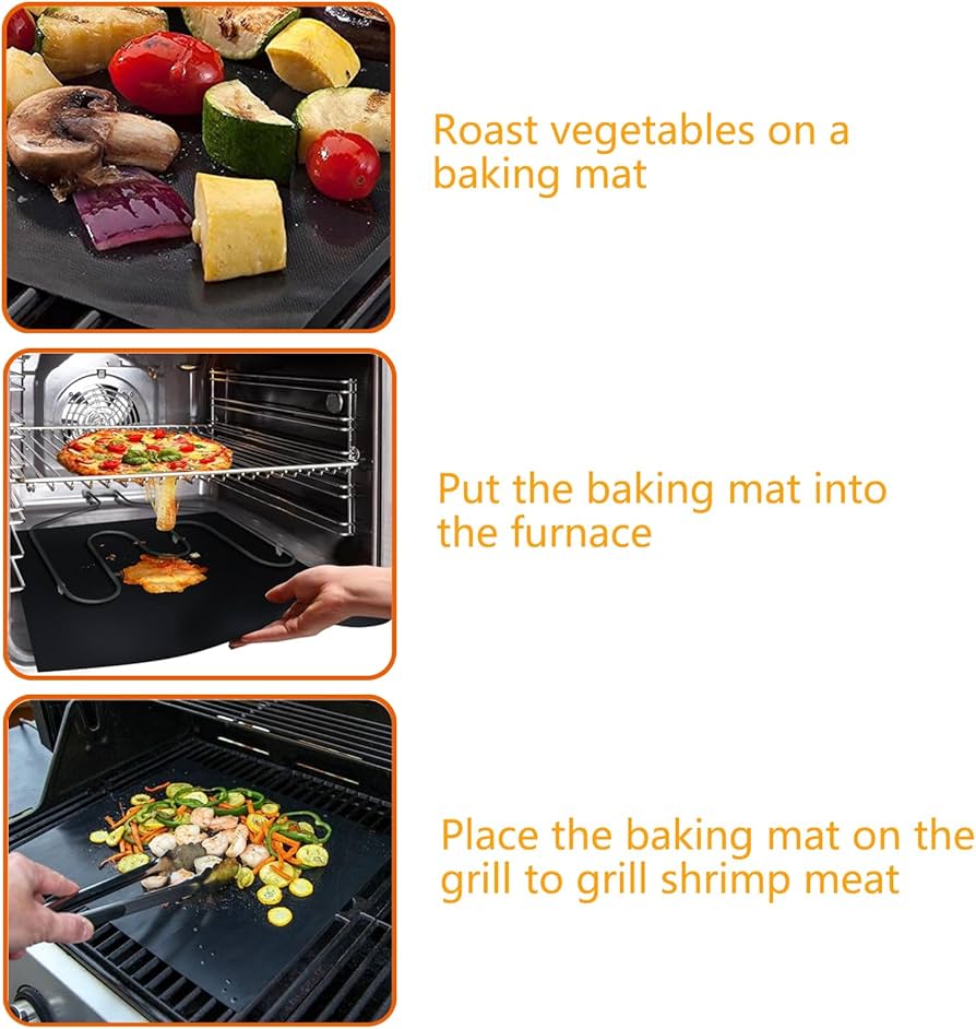 Pack of 4 Geebymol Oven Liner, Oven Liners for Fan Assisted Ovens, Non Stick BBQ