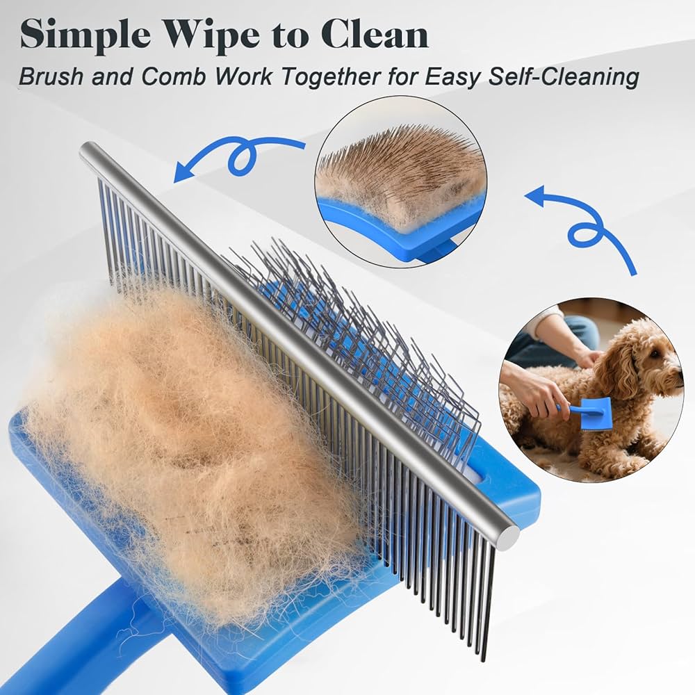 2PCS Slicker Brush for Dogs & Pet Comb, Professional Dog Grooming Brush
