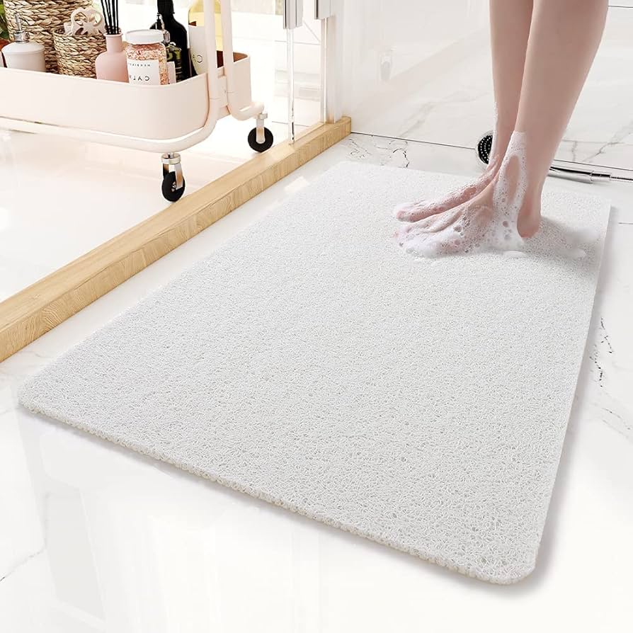 Problems Solved loofah shower bath mat, 60x90cm non-slip inside shower mat with textured surface for safety and comfort.