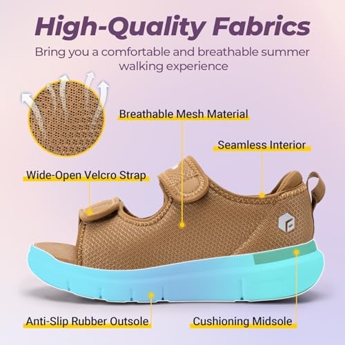 Wide Fit Open Toe Diabetic Sandals Edema Shoes Surgical Footwear With Adjustable Strap