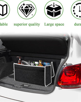 Car Boot Organiser Bag, Foldable Car Boot Organiser Storage, Anti Slip Felt Trunk