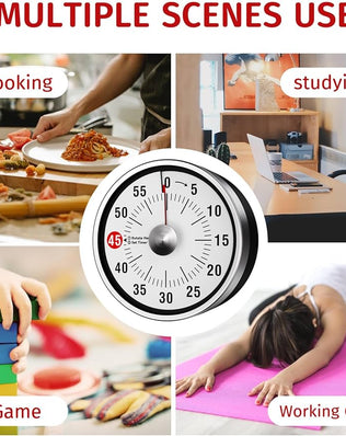 Problems Solved visual kitchen timer, 60-minute mechanical timer for home cooking, baking, and oven use.