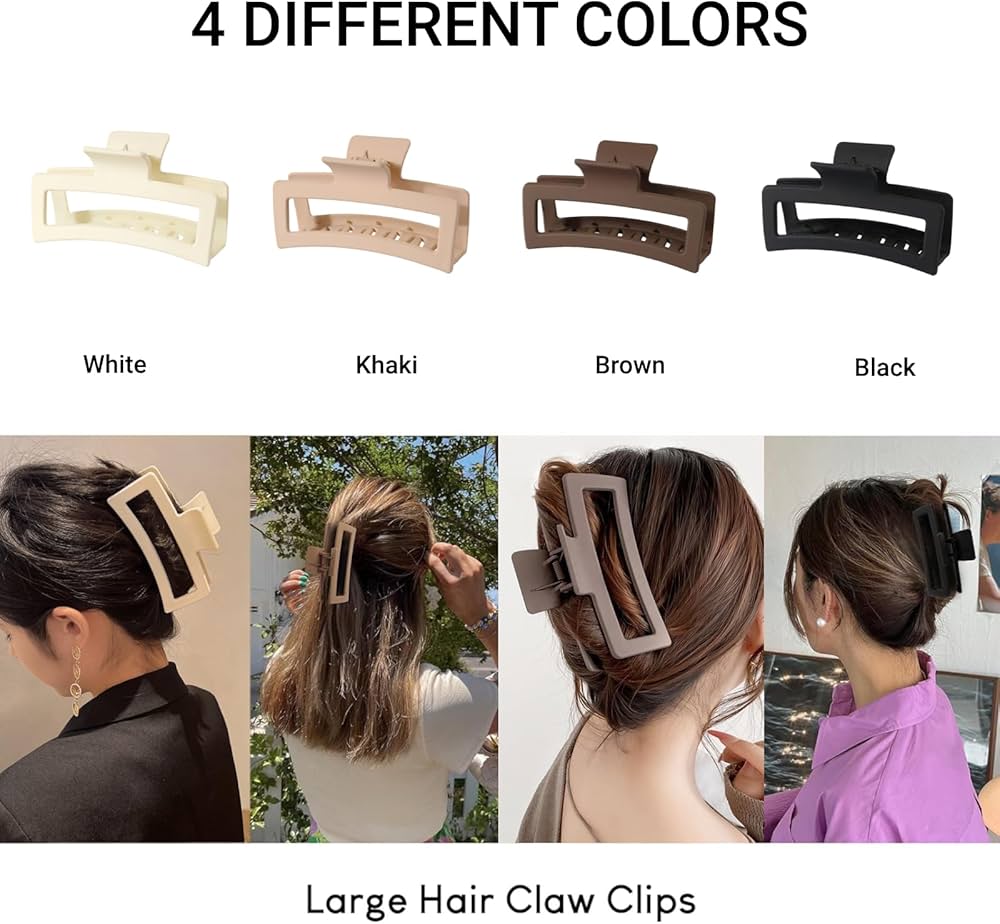 4 PCS Extra Large Claw Clips, 5 Inch Jumbo Large Hair Clips for Thick, Long, Curly Hair