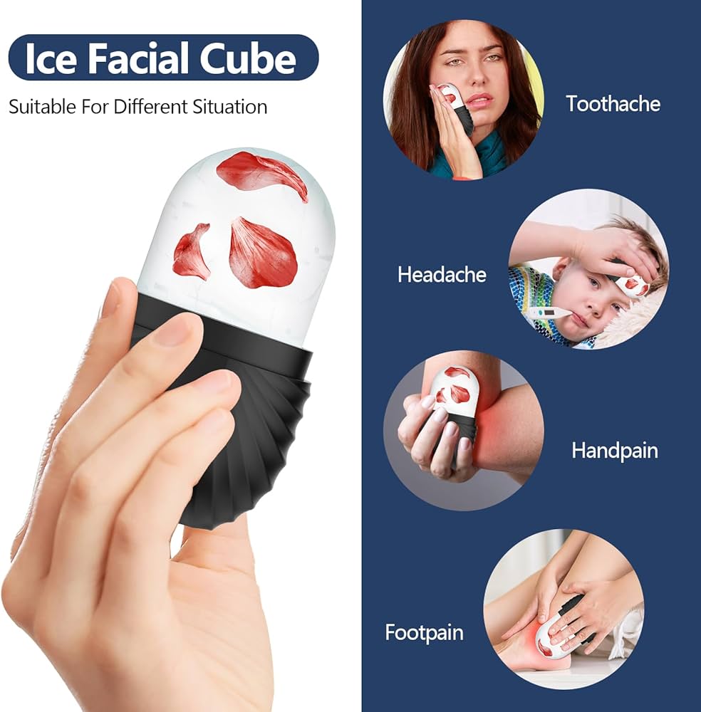 Ice Roller for Face and Eye, Silicone Ice Facial Roller Ice Holder, Face Ice Mold