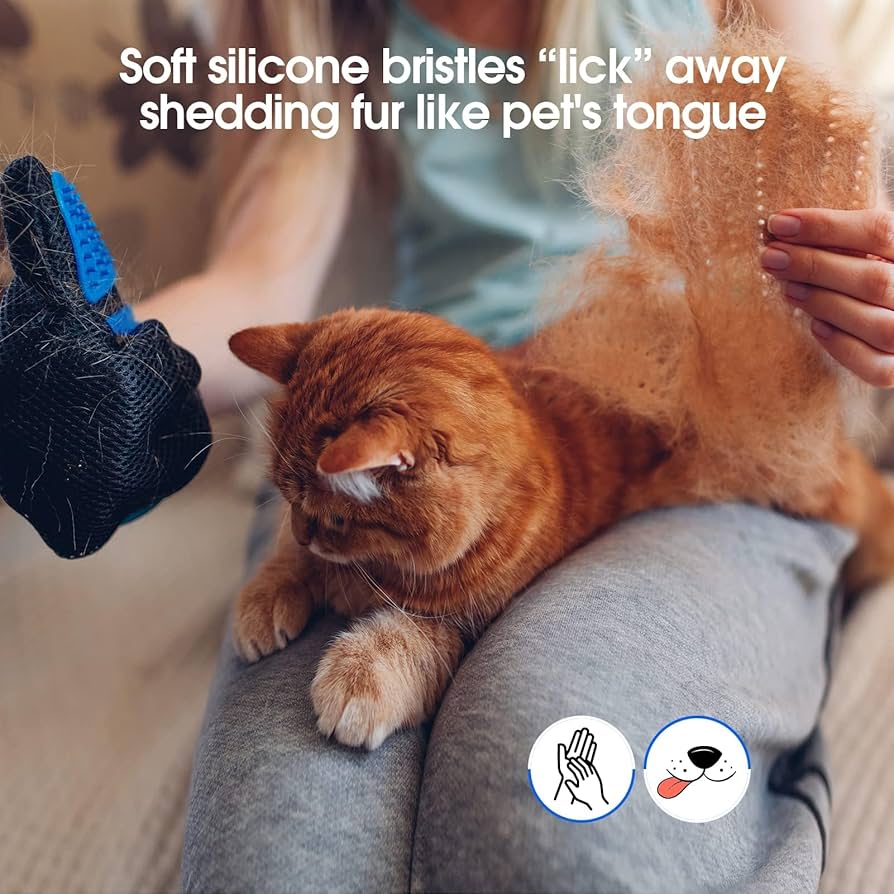 2 Grooming Gloves, Hair Remover for Dogs and Cats, Massaging and Soft