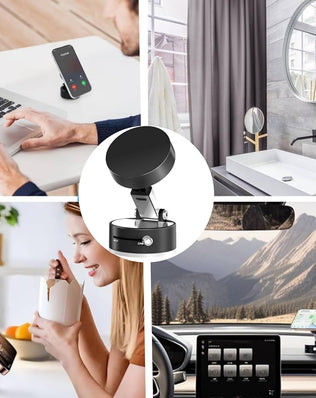 Problems Solved vacuum magnetic suction phone holder with 360° rotatable mount and strong suction cup for secure smartphone placement.