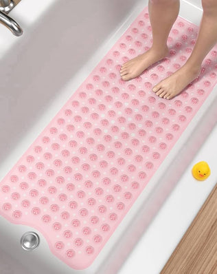 Problems Solved non-slip bath mat, 101 x 40 cm extra long BPA-free shower mat with textured surface for safety.