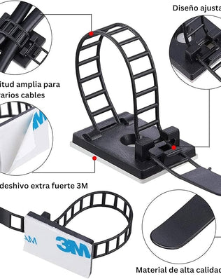 Pack of 25 3M Quality Self Adhesive Cable Organizer, Cable Organizer for Desk