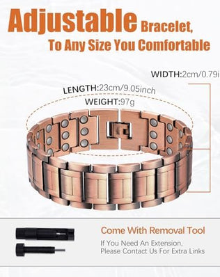Copper magnetic bracelet for men by Problems Solved, featuring 99% pure copper and strong magnets for stylish, therapeutic wear.