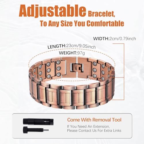 Copper magnetic bracelet for men by Problems Solved, featuring 99% pure copper and strong magnets for stylish, therapeutic wear.