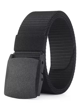 Men's casual outdoor canvas belt by Problems Solved with a metal-free buckle, featuring durable fabric and versatile design.