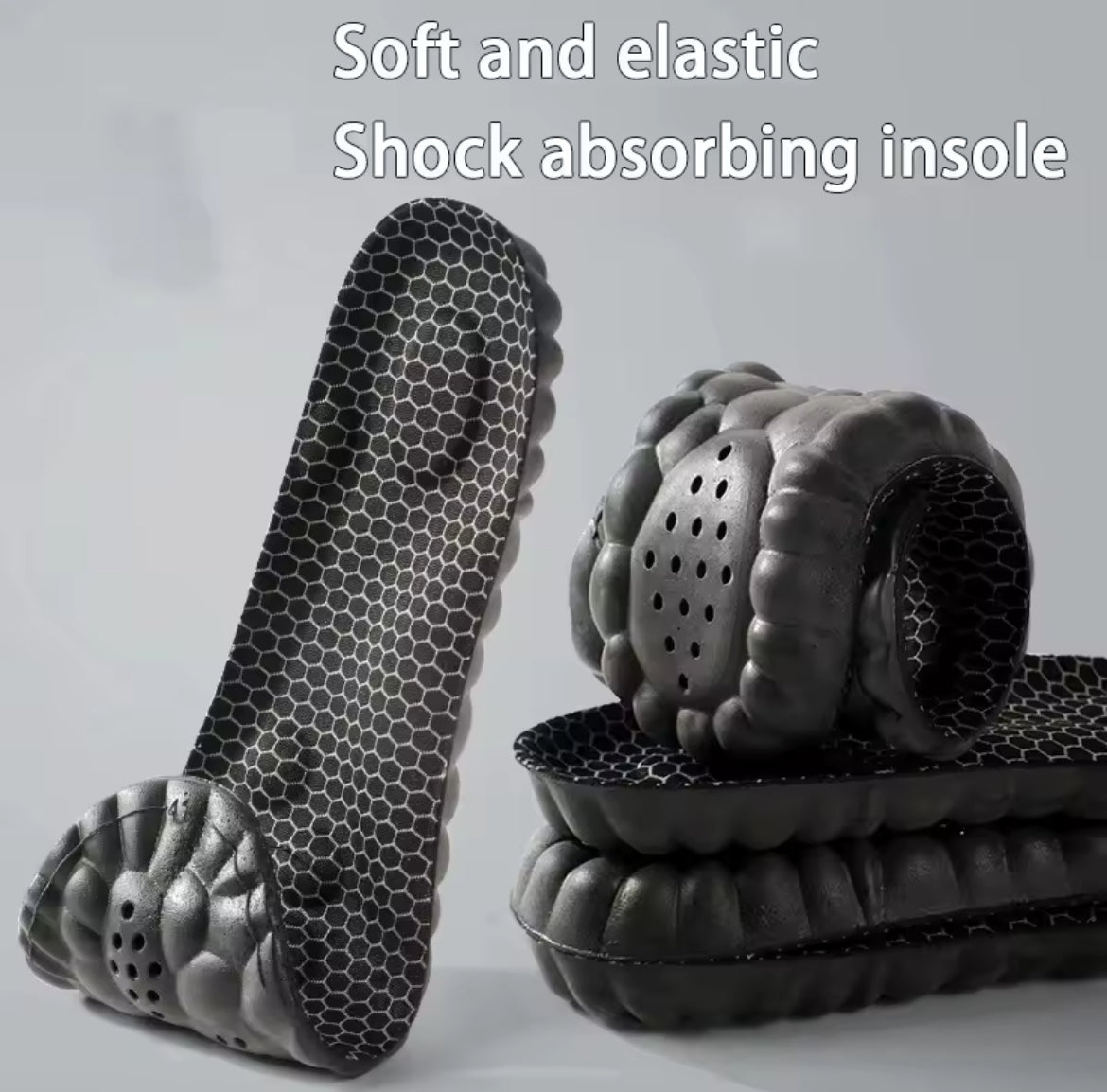 Two pairs of Problems Solved foot massage soft shoe pads, breathable and comfortable insoles for foot comfort.