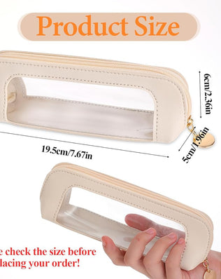 Small clear leather makeup bag with transparent design, ideal for travel makeup brushes by Problems Solved.