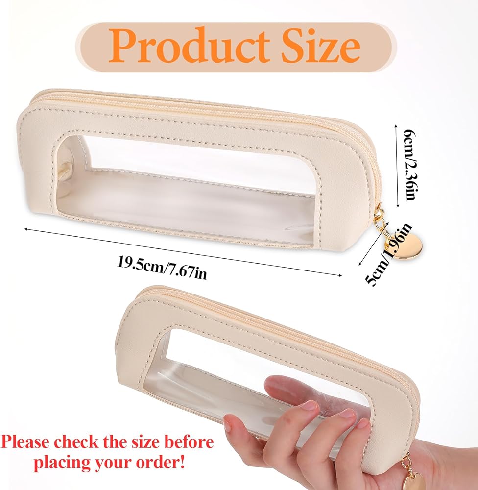 Small clear leather makeup bag with transparent design, ideal for travel makeup brushes by Problems Solved.