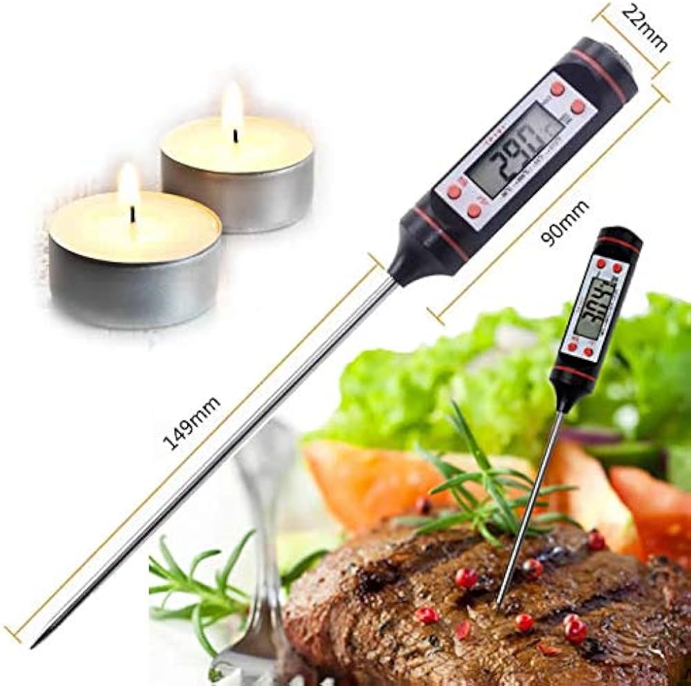 Problems Solved candle making wax melting turkey and chicken BBQ grill digital thermometer with LCD display and metal probe