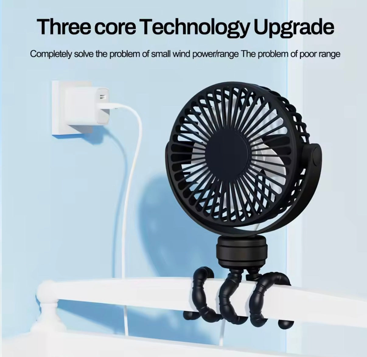 Problems Solved mini portable pram fan clipped onto a stroller, rechargeable and detachable small clip-on fan for baby strollers.