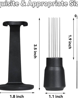 Problems Solved upgraded WDT tool with strong magnet for Breville Barista espresso coffee maker, showing the precision tool and magnetic tip.