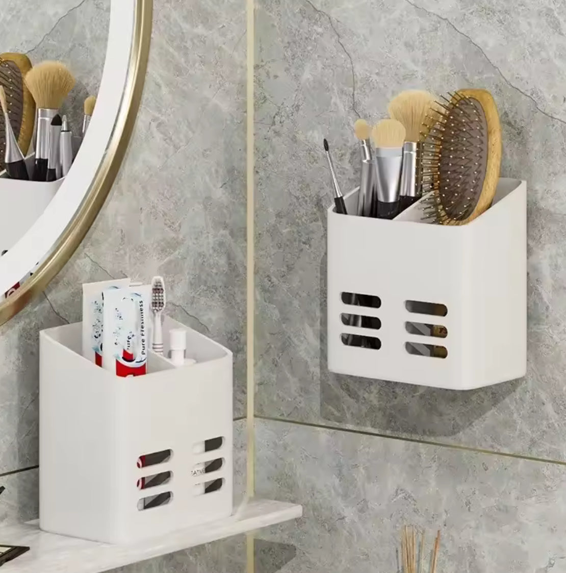No-Drill Wall-Mounted Bathroom Makeup & Toiletry Organizer Shelf - Problems Solved